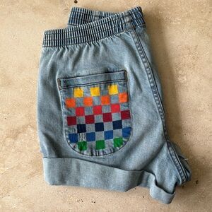 Aviator Nation Blue Jean Shorts with Elastic Waistband